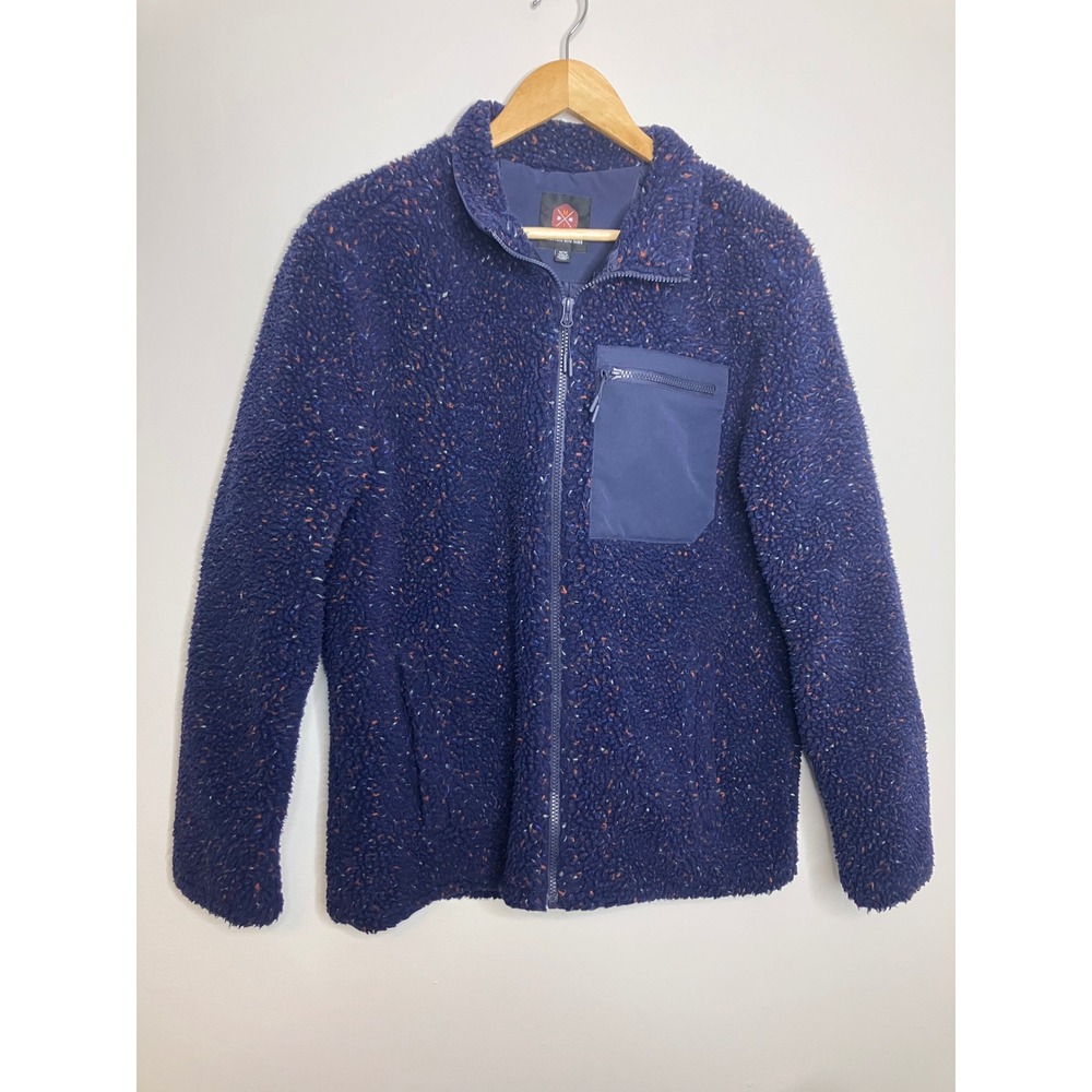 Mountain and Isles Sherpa Fleece Jacket Mens Medium Blue Excellent Full Zip